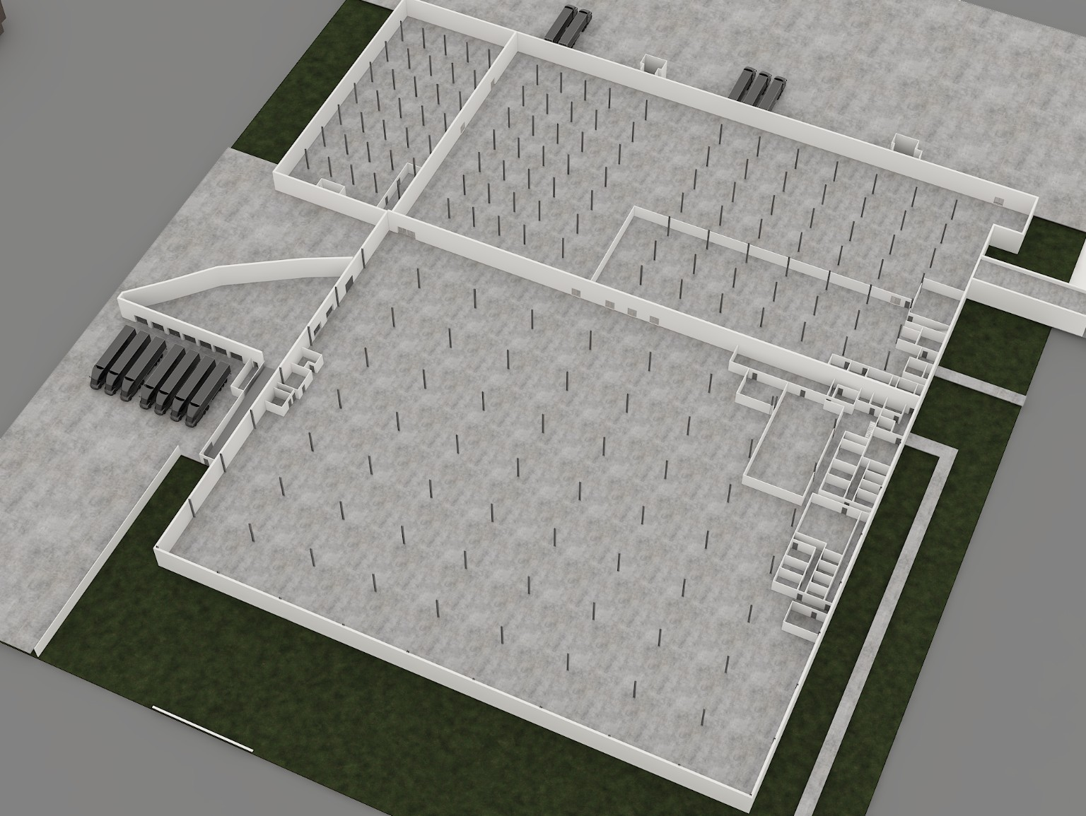 3D rendering of Area Two large industrial space