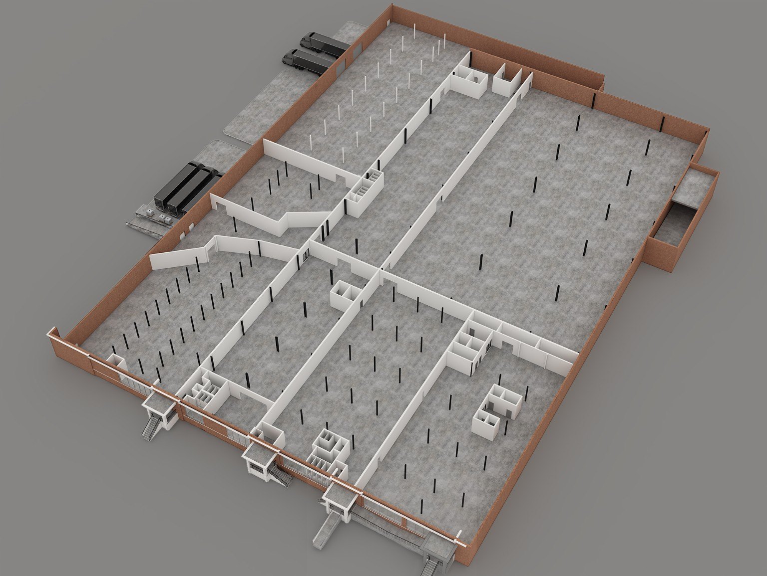Area Three 3D interior layout rendering