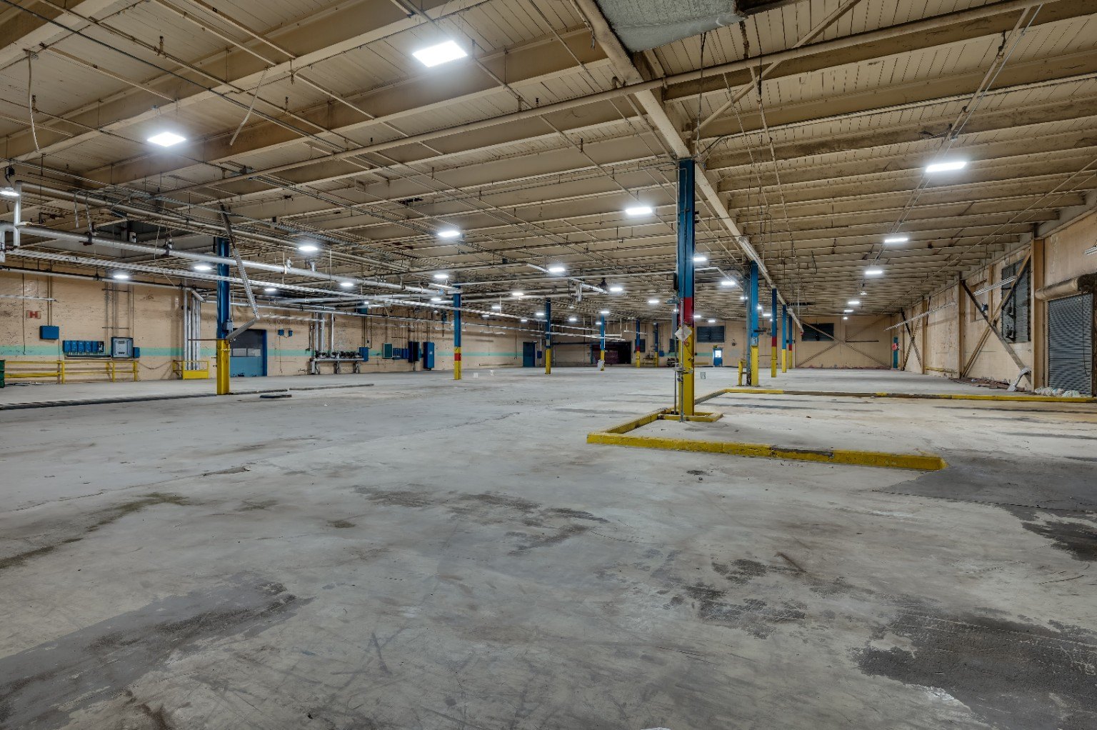 Area Four warehouse interior with LED lighting